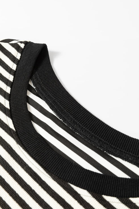 Stripe Print Loose Fit Drop Shoulder Top