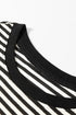 Stripe Print Loose Fit Drop Shoulder Top