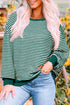 Stripe Print Loose Fit Drop Shoulder Top