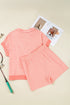 Stripe Print Loose Polo And Shorts Loungewear