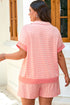 Stripe Print Loose Polo And Shorts Loungewear