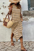 Stripe Print Open Back Sleeveless Maxi Dress With Slits