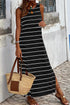 Stripe Print Open Back Sleeveless Maxi Dress With Slits