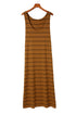 Stripe Print Open Back Sleeveless Maxi Dress With Slits