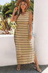 Stripe Print Open Back Sleeveless Maxi Dress With Slits