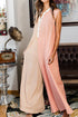 Stripe Print Oversized Button Front Wide Leg Jumpsuit