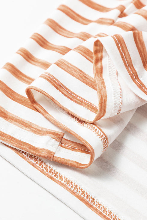 Stripe Print Oversized Button Front Wide Leg Jumpsuit