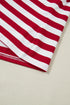Stripe Print Patchwork Detail Round Neck Tee