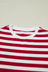 Stripe Print Patchwork Detail Round Neck Tee