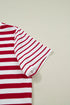 Stripe Print Patchwork Detail Round Neck Tee