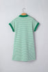 Stripe Print Quarter Zip Polo Collar Pocket T Shirt Dress