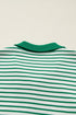 Stripe Print Quarter Zip Polo Collar Pocket T Shirt Dress