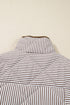 Stripe Print Quilted Wavy Hem Snap Button Outerwear