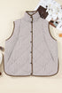 Stripe Print Quilted Wavy Hem Snap Button Outerwear