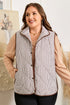 Stripe Print Quilted Wavy Hem Snap Button Outerwear