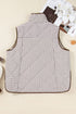 Stripe Print Quilted Wavy Hem Snap Button Outerwear
