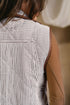 Stripe Print Quilted Wavy Hem Snap Button Outerwear