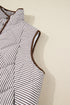 Stripe Print Quilted Wavy Hem Snap Button Outerwear