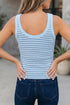 Stripe Print Ribbed Knit Slim Fit Tank Top
