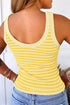 Stripe Print Ribbed Knit Slim Fit Tank Top