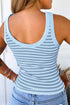 Stripe Print Ribbed Knit Slim Fit Tank Top