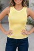 Stripe Print Ribbed Knit Slim Fit Tank Top