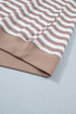 Stripe Print Ribbed Trim Round Neck Puff Sleeve Top