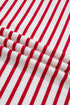 Stripe Print Scalloped Trim Round Neck Short Sleeve Tee