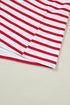 Stripe Print Scalloped Trim Round Neck Short Sleeve Tee