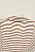 Stripe Print Shirred Bodice V Neck Puff Sleeve Blouse