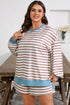Stripe Print Trimmed Edge Drop Shoulder Loungewear Set