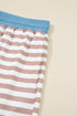 Stripe Print Trimmed Edge Drop Shoulder Loungewear Set