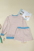 Stripe Print Trimmed Edge Drop Shoulder Loungewear Set