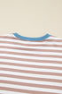 Stripe Print Trimmed Edge Drop Shoulder Loungewear Set