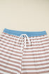 Stripe Print Trimmed Edge Drop Shoulder Loungewear Set