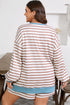 Stripe Print Trimmed Edge Drop Shoulder Loungewear Set