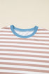 Stripe Print Trimmed Edge Drop Shoulder Loungewear Set
