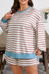 Stripe Print Trimmed Edge Drop Shoulder Loungewear Set