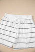 Stripe Print Zip Up Drop Shoulder Pullover Short Set