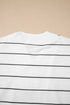 Stripe Print Zip Up Drop Shoulder Pullover Short Set