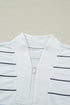 Stripe Print Zip V Neck Sleeveless Tank Top