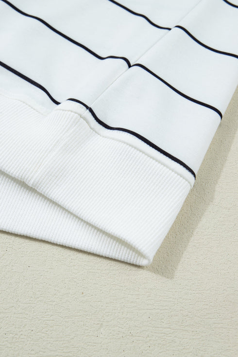 Stripe Print Zip V Neck Sleeveless Tank Top