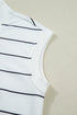 Stripe Print Zip V Neck Sleeveless Tank Top