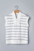 Stripe Print Zip V Neck Sleeveless Tank Top