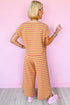Stripe Rainbow Tee Tasseled String Wide Leg Pants Set