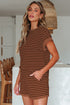 Stripe Ribbed Dolman Tee Elastic Waist Short Set