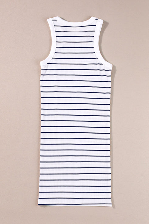 Stripe Ribbed Knit Tank Mini Dress
