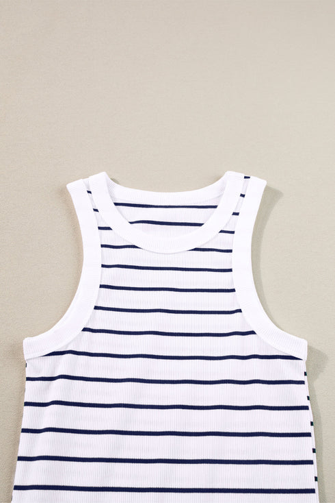 Stripe Ribbed Knit Tank Mini Dress