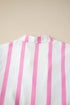 Stripe Rick Rack V Neck Puff Sleeve Tiered Maxi Dress