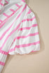 Stripe Rick Rack V Neck Puff Sleeve Tiered Maxi Dress